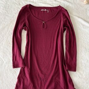 Vintage Eddie Bauer Small Cotton Shirt Womens 3/4 Sleeve Keyhole Cutout Top Y2K